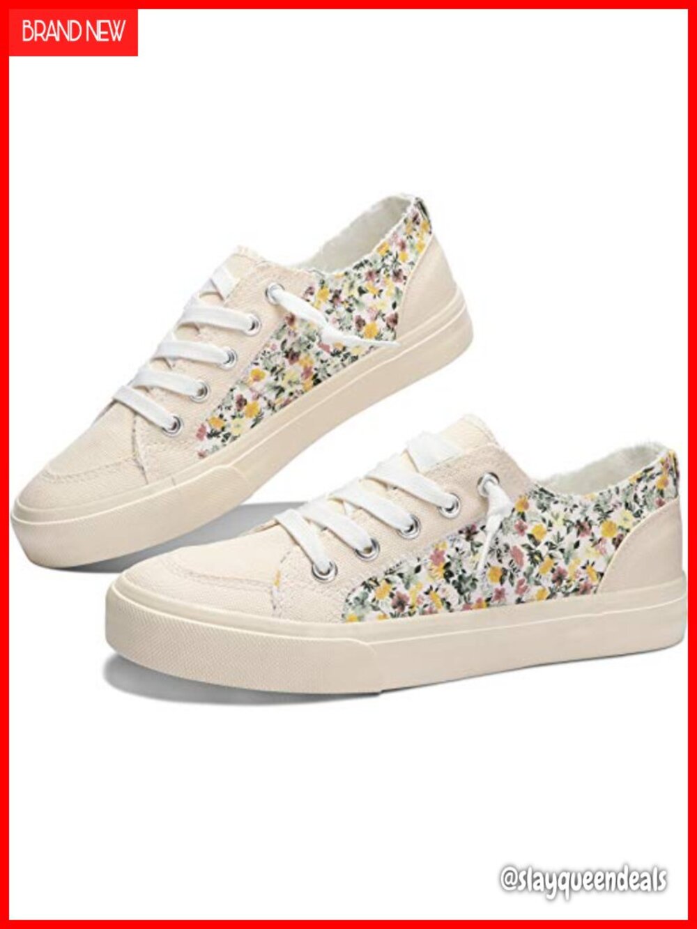 Canvas Slip On Fashion Sneakers Floral Print Comfy Walking Shoes for Women
